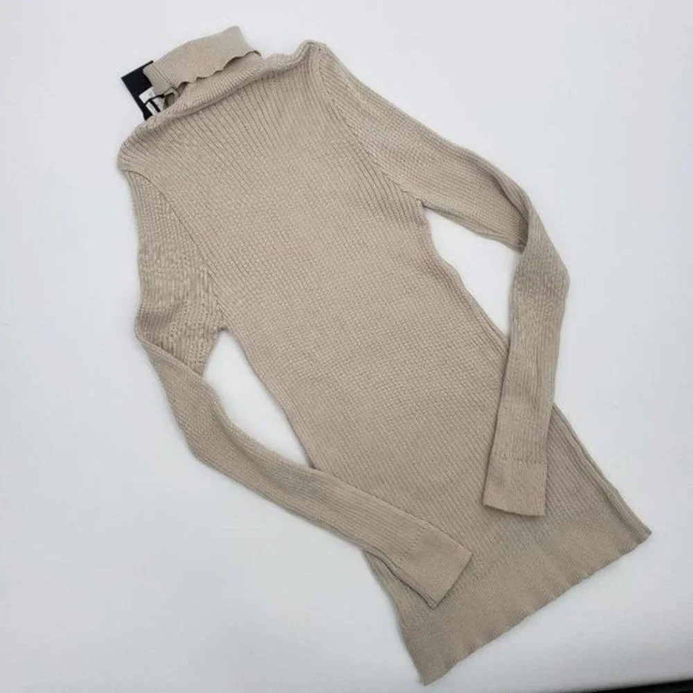 LCR Black Edition Men's Luxury European Turtleneck Sweater Light Beige Large NWT
